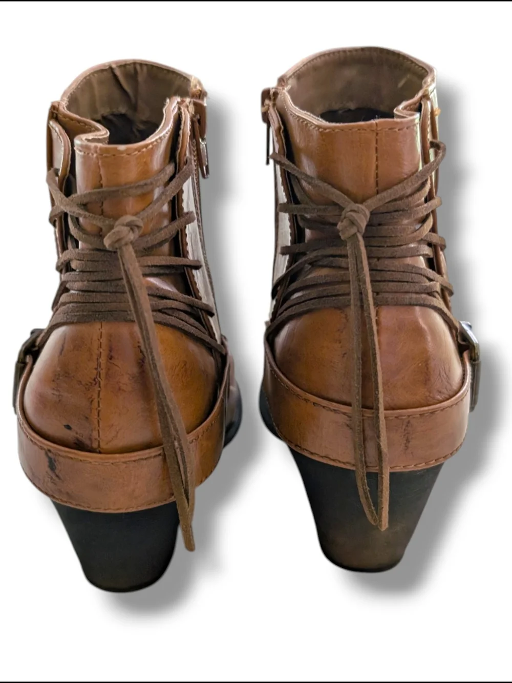 Jellypop Glendale Tie Up Western-Inspired Ankle Booties w/ Block Heel Size 8.5